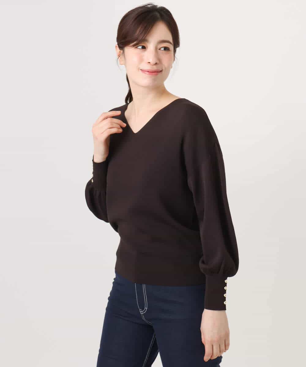 FIFGD43054 OFUON le MK(オフオン　ル　エムケー) ハイゲージVネックニット/接触冷感/UVカット/洗える/WEB限定サイズあり サーモンオレンジ