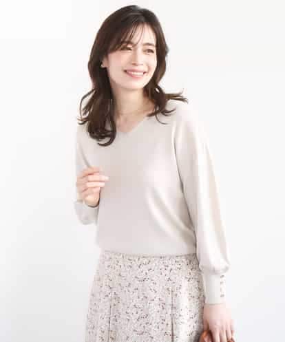 FIFGD43054 OFUON le MK ハイゲージVネックニット/接触冷感/UVカット/洗える/WEB限定サイズあり