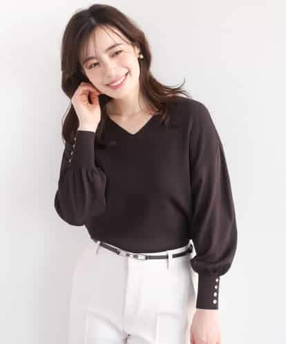 FIFGD43054 OFUON le MK ハイゲージVネックニット/接触冷感/UVカット/洗える/WEB限定サイズあり