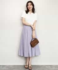 FIFHD30070 OFUON le MK(オフオン　ル　エムケー) ハイゲージパール付きキーネックニット/接触冷感/UVカット/洗える/WEB限定サイズあり ブルーグリーン