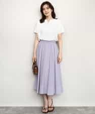 FIFHD30070 OFUON le MK(オフオン　ル　エムケー) ハイゲージパール付きキーネックニット/接触冷感/UVカット/洗える/WEB限定サイズあり ブルーグリーン