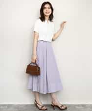 FIFHD30070 OFUON le MK(オフオン　ル　エムケー) ハイゲージパール付きキーネックニット/接触冷感/UVカット/洗える/WEB限定サイズあり ブルーグリーン