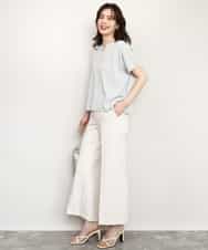 FIFHD30070 OFUON le MK(オフオン　ル　エムケー) ハイゲージパール付きキーネックニット/接触冷感/UVカット/洗える/WEB限定サイズあり ブルーグリーン