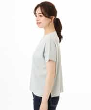 FIFHD30070 OFUON le MK(オフオン　ル　エムケー) ハイゲージパール付きキーネックニット/接触冷感/UVカット/洗える/WEB限定サイズあり ブルーグリーン