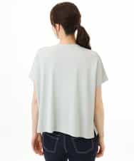 FIFHD30070 OFUON le MK(オフオン　ル　エムケー) ハイゲージパール付きキーネックニット/接触冷感/UVカット/洗える/WEB限定サイズあり ブルーグリーン