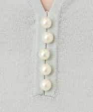 FIFHD30070 OFUON le MK(オフオン　ル　エムケー) ハイゲージパール付きキーネックニット/接触冷感/UVカット/洗える/WEB限定サイズあり ブルーグリーン