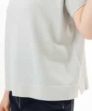 FIFHD30070 OFUON le MK(オフオン　ル　エムケー) ハイゲージパール付きキーネックニット/接触冷感/UVカット/洗える/WEB限定サイズあり ブルーグリーン