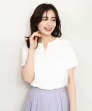 FIFHD30070 OFUON le MK(オフオン　ル　エムケー) ハイゲージパール付きキーネックニット/接触冷感/UVカット/洗える/WEB限定サイズあり ホワイト