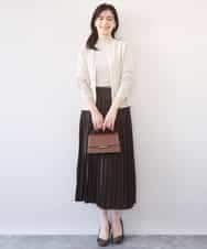 FIHAD10090 OFUON le MK(オフオン　ル　エムケー) ピーチサテンプリーツスカート/洗える ベージュ