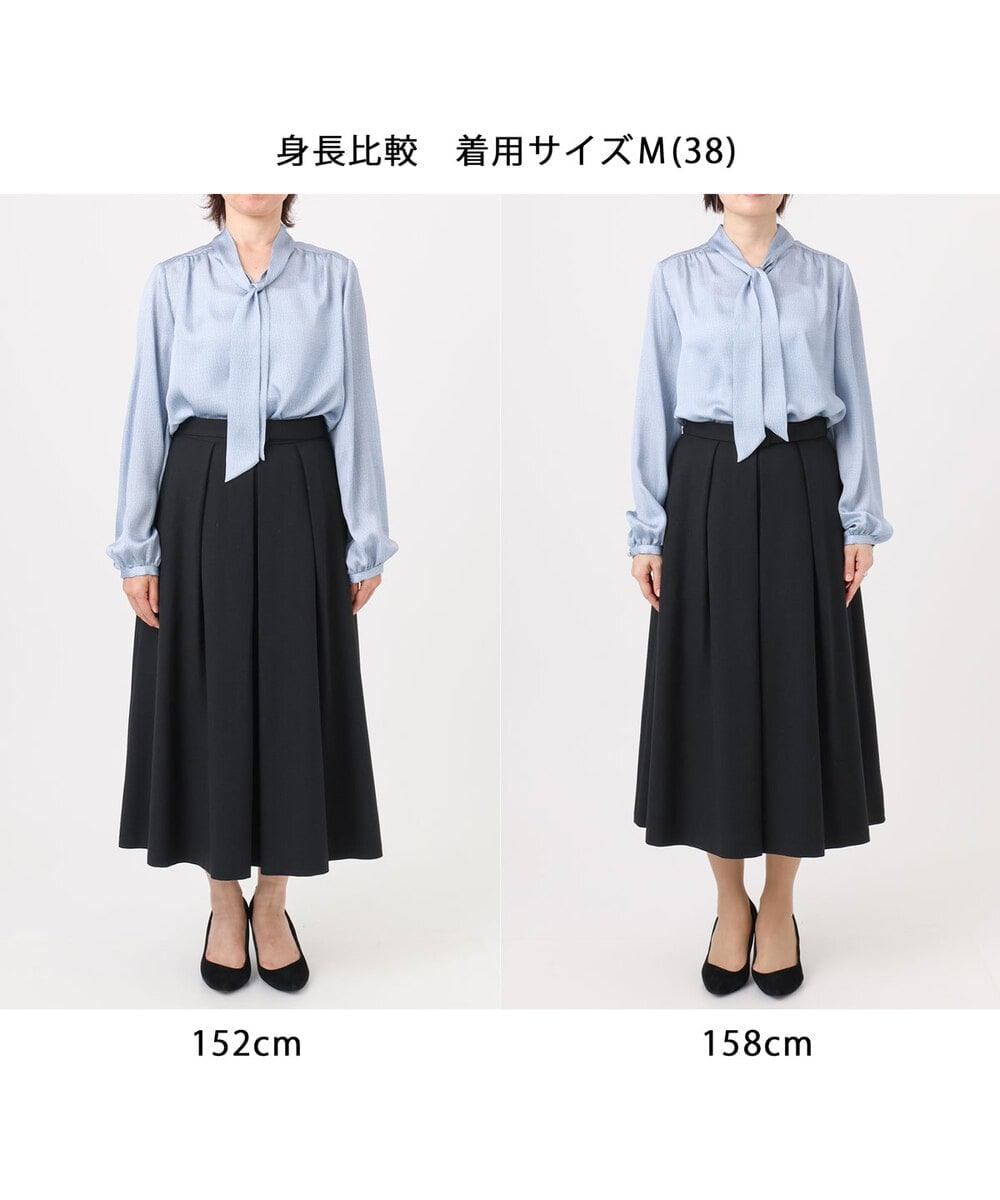 FIHDD06080 OFUON le MK(オフオン　ル　エムケー) タックフレアースカート/洗える ライトブルー