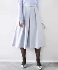 FIHDD06080 OFUON le MK(オフオン　ル　エムケー) タックフレアースカート/洗える ライトブルー