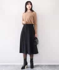 FIHDD06080 OFUON le MK(オフオン　ル　エムケー) タックフレアースカート/洗える ライトブルー