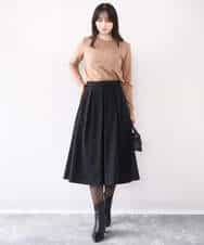 FIHDD06080 OFUON le MK(オフオン　ル　エムケー) タックフレアースカート/洗える ライトブルー