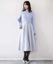 FIHDD06080 OFUON le MK(オフオン　ル　エムケー) タックフレアースカート/洗える ライトブルー