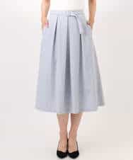 FIHDD06080 OFUON le MK(オフオン　ル　エムケー) タックフレアースカート/洗える ライトブルー