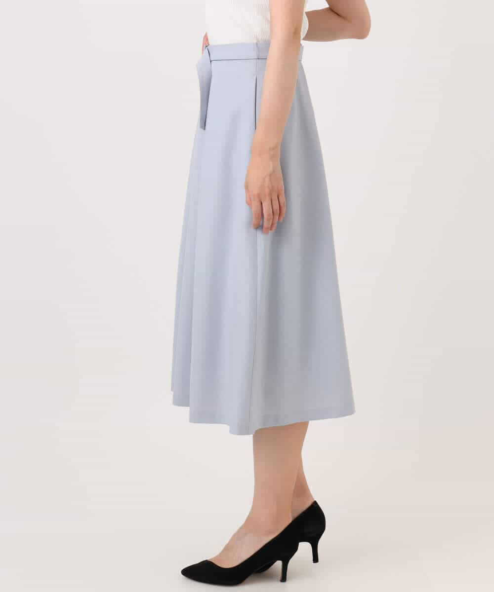 FIHDD06080 OFUON le MK(オフオン　ル　エムケー) タックフレアースカート/洗える ライトブルー