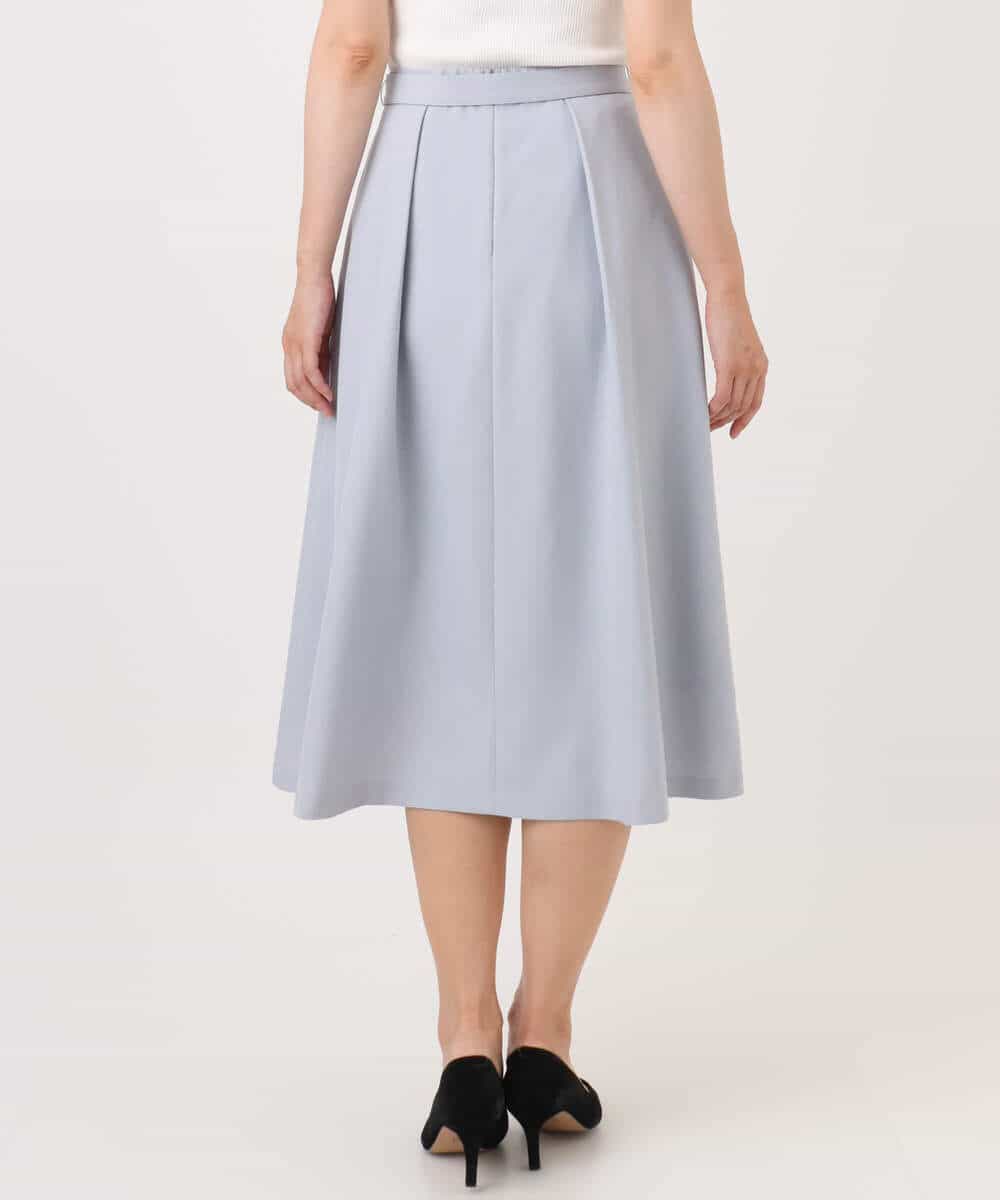 FIHDD06080 OFUON le MK(オフオン　ル　エムケー) タックフレアースカート/洗える ライトブルー