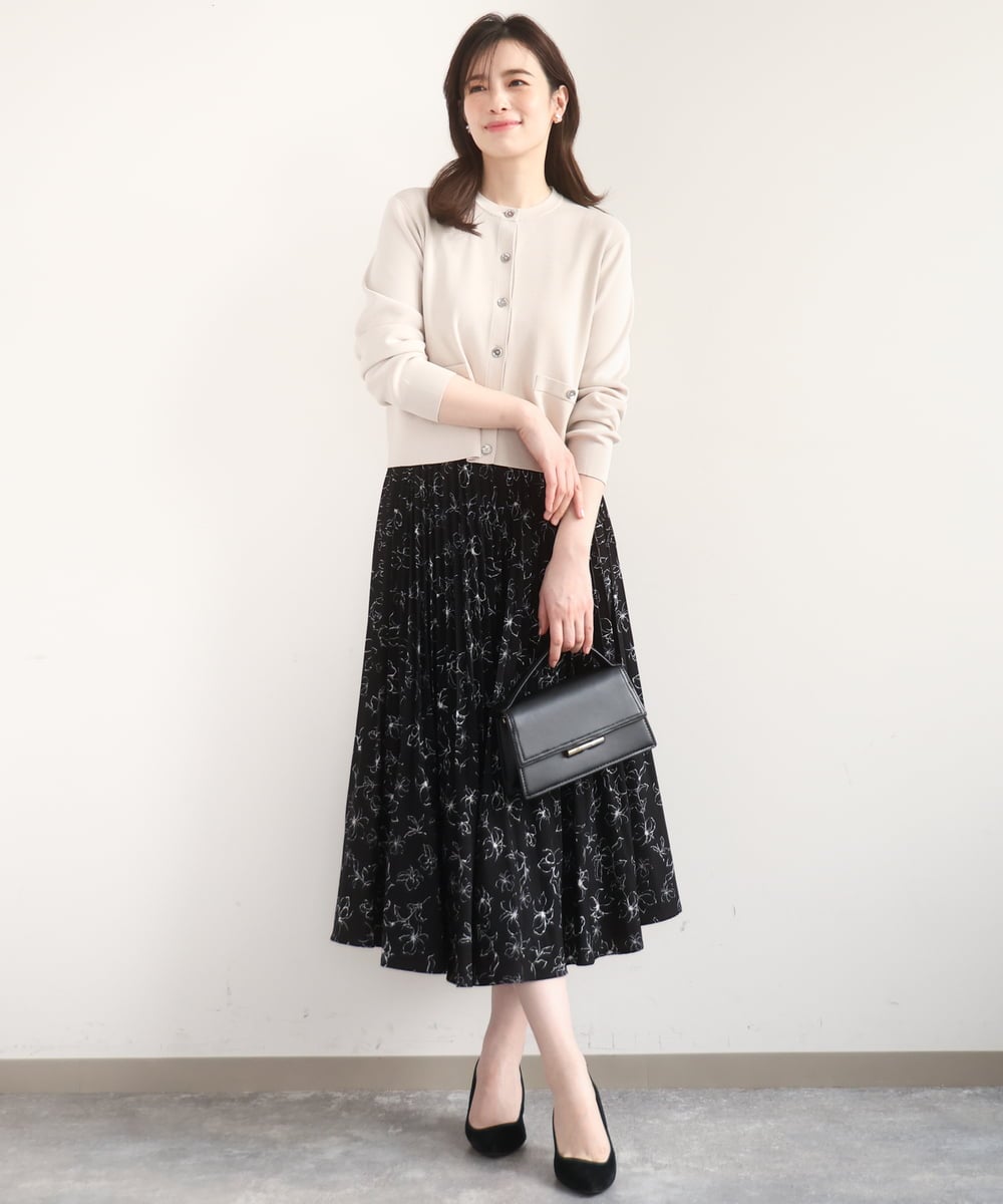 FIHFD06090 OFUON le MK(オフオン　ル　エムケー) ラインフラワープリーツスカート/洗える/WEB限定サイズあり ライトピンク