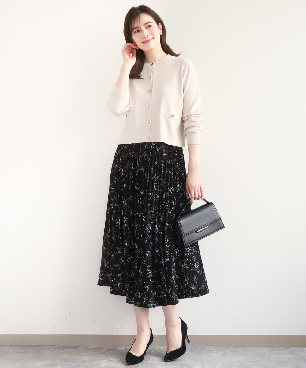 ラインフラワープリーツスカート/洗える/WEB限定サイズあり(ロング