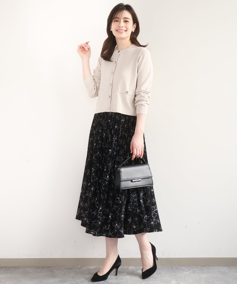 ラインフラワープリーツスカート/洗える/WEB限定サイズあり(ロング