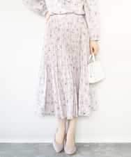 FIHFD06090 OFUON le MK(オフオン　ル　エムケー) ラインフラワープリーツスカート/洗える/WEB限定サイズあり ライトピンク