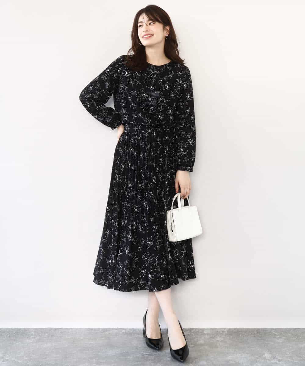 FIHFD06090 OFUON le MK(オフオン　ル　エムケー) ラインフラワープリーツスカート/洗える/WEB限定サイズあり ライトピンク