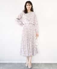 FIHFD06090 OFUON le MK(オフオン　ル　エムケー) ラインフラワープリーツスカート/洗える/WEB限定サイズあり ライトピンク