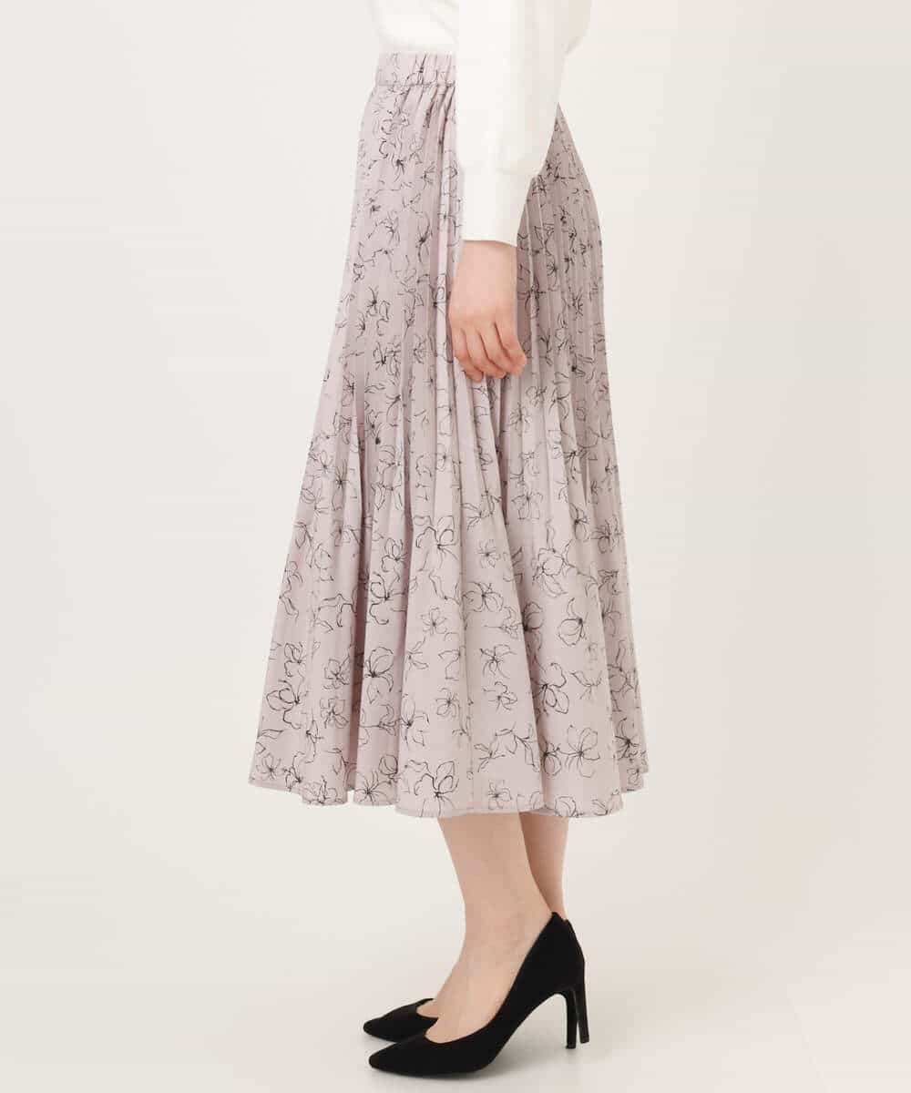 FIHFD06090 OFUON le MK(オフオン　ル　エムケー) ラインフラワープリーツスカート/洗える/WEB限定サイズあり ライトピンク