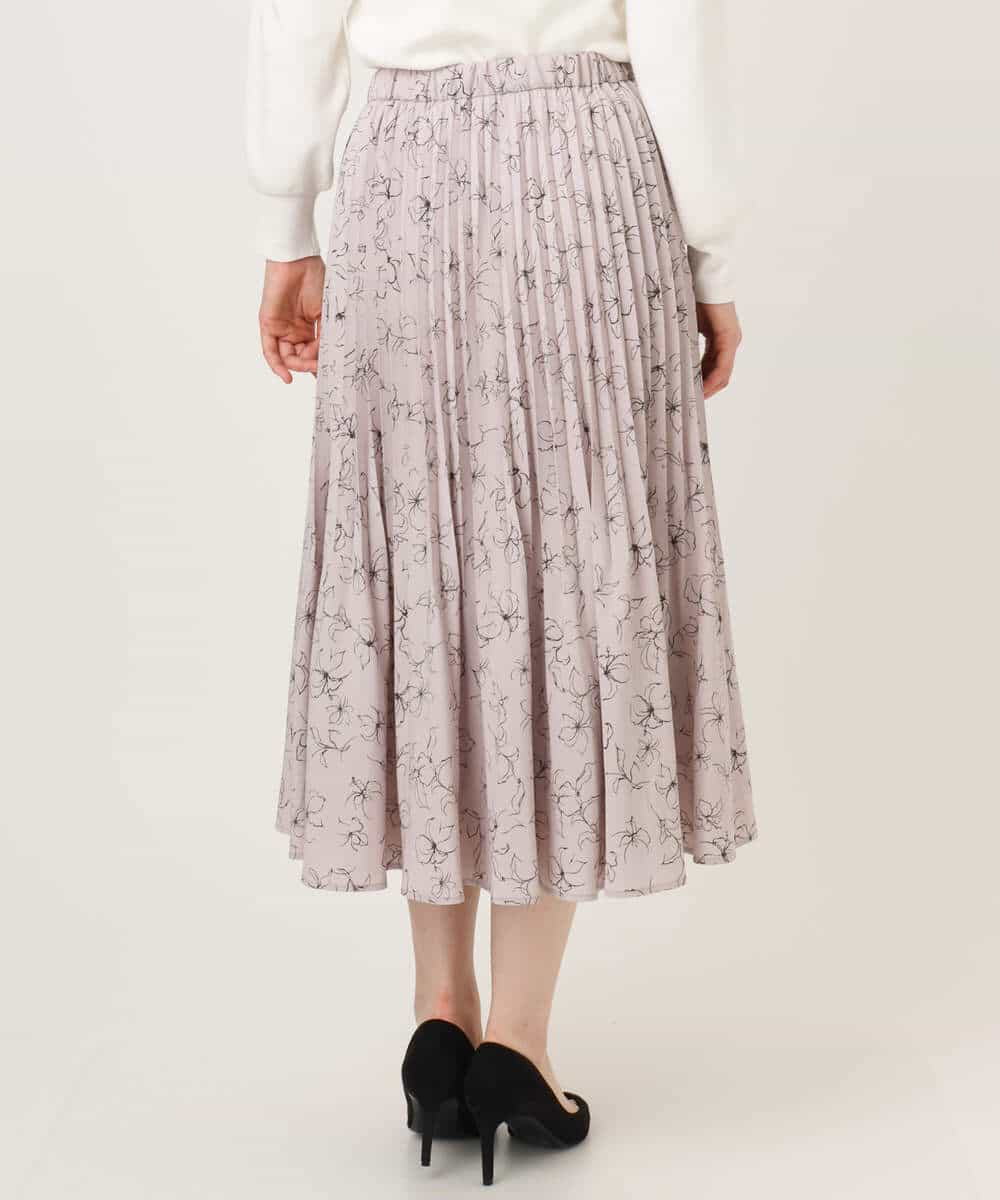 FIHFD06090 OFUON le MK(オフオン　ル　エムケー) ラインフラワープリーツスカート/洗える/WEB限定サイズあり ライトピンク