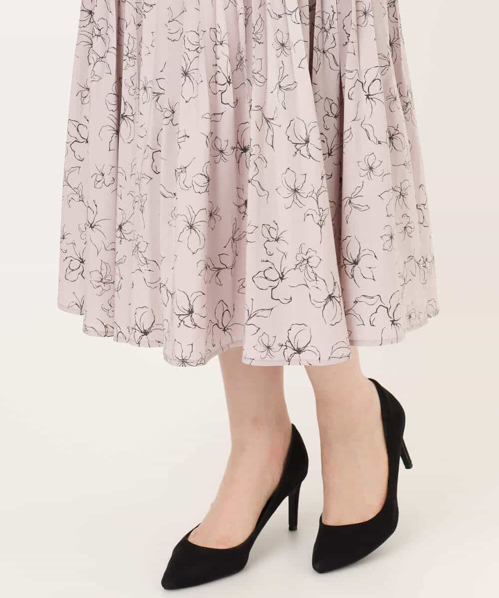 FIHFD06090 OFUON le MK(オフオン　ル　エムケー) ラインフラワープリーツスカート/洗える/WEB限定サイズあり ライトピンク