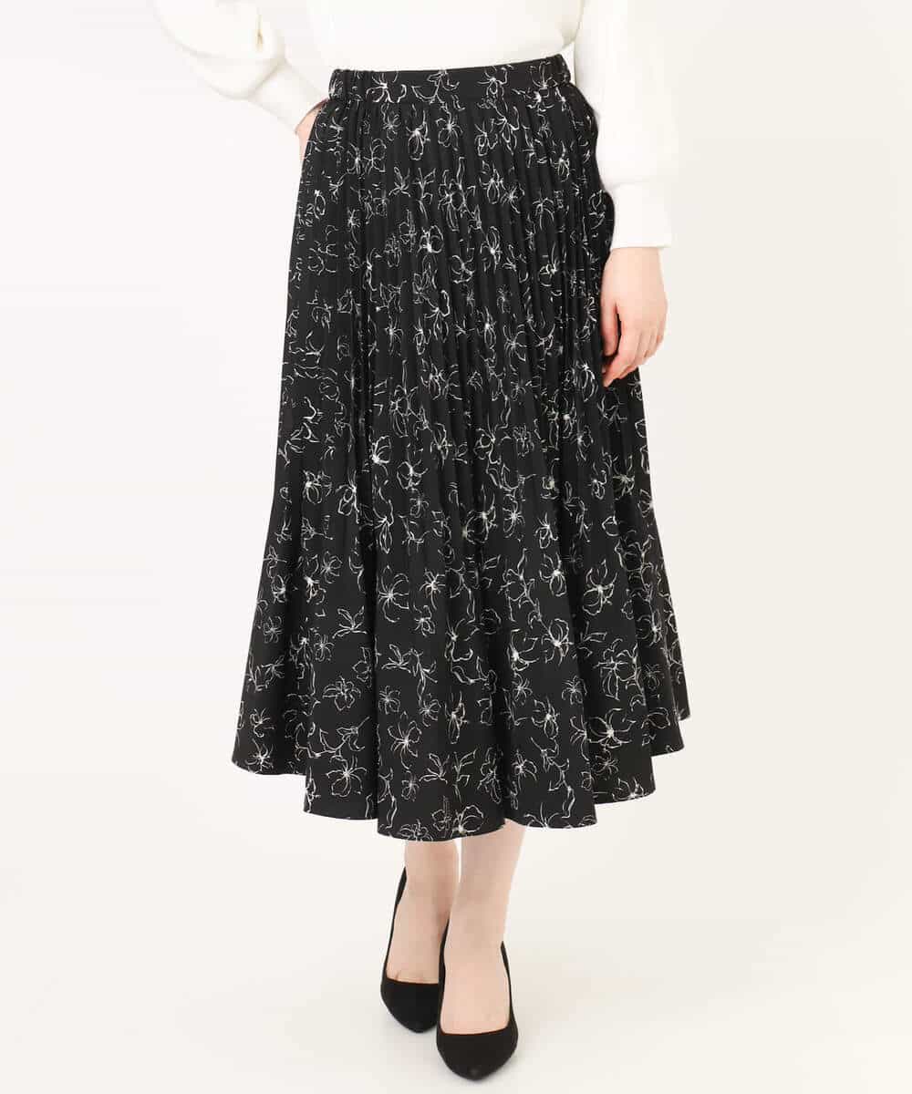 FIHFD06090 OFUON le MK(オフオン　ル　エムケー) ラインフラワープリーツスカート/洗える/WEB限定サイズあり ライトピンク