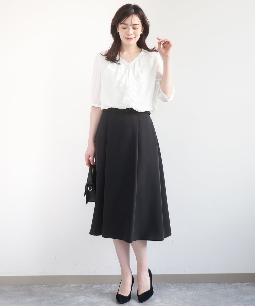 FIHFD10090 OFUON le MK(オフオン　ル　エムケー) [セットアップ対応]ライトラブルクロス ウエストタックスカート/洗える/WEB限定サイズあり ベージュ