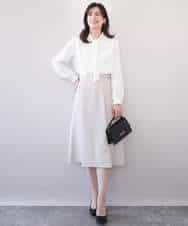 FIHFD10090 OFUON le MK(オフオン　ル　エムケー) [セットアップ対応]ライトラブルクロス ウエストタックスカート/洗える/WEB限定サイズあり ベージュ