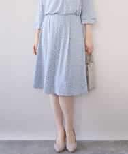 FIHFD40080 OFUON le MK(オフオン　ル　エムケー) カリグラフィープリント ジャージスカート/洗える/WEB限定サイズあり ライトブルー