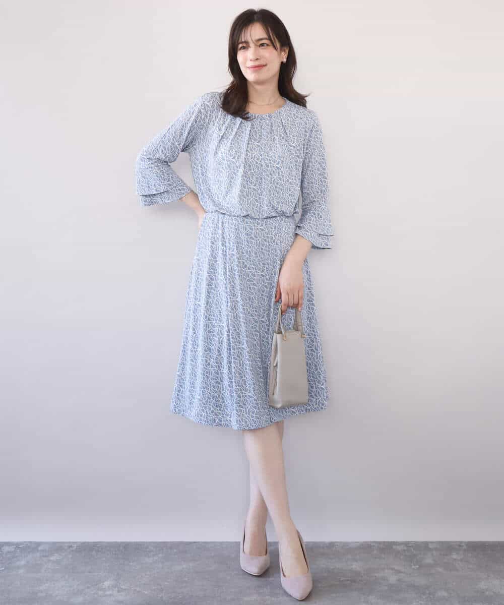 FIHFD40080 OFUON le MK(オフオン　ル　エムケー) カリグラフィープリント ジャージスカート/洗える/WEB限定サイズあり ネイビー