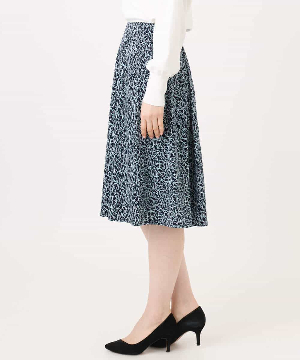 FIHFD40080 OFUON le MK(オフオン　ル　エムケー) カリグラフィープリント ジャージスカート/洗える/WEB限定サイズあり ネイビー