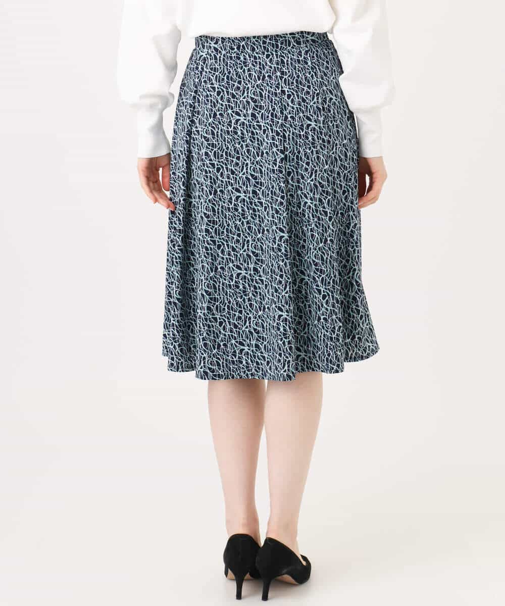 FIHFD40080 OFUON le MK(オフオン　ル　エムケー) カリグラフィープリント ジャージスカート/洗える/WEB限定サイズあり ネイビー