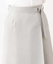 FIHFV17080 OFUON le MK(オフオン　ル　エムケー) ナチュラルストレッチ ドライタッチラップ風デザインスカート/洗える ライトグレー