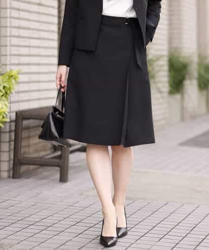 FIHFV17080 OFUON le MK ナチュラルストレッチ ドライタッチラップ風デザインスカート/洗える