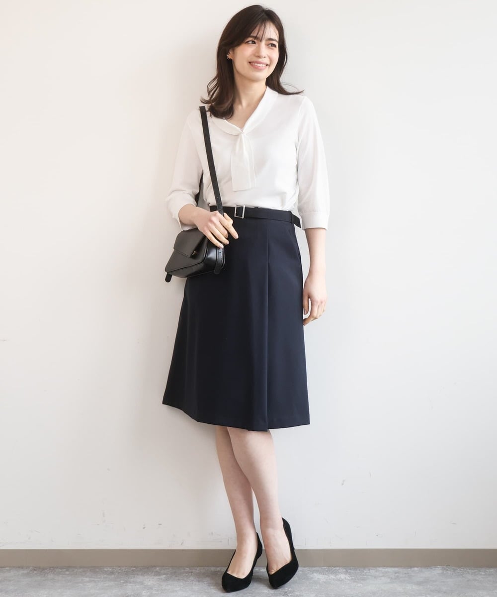 FIHGA30080 OFUON le MK(オフオン　ル　エムケー) [セットアップ対応]ラップ風スカート/洗える グレー