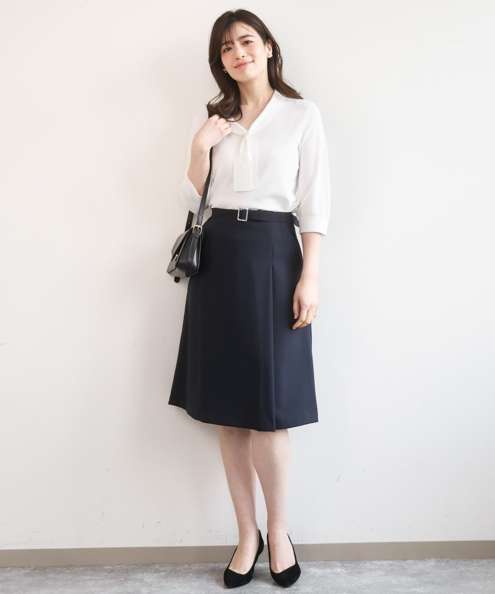 FIHGA30080 OFUON le MK(オフオン　ル　エムケー) [セットアップ対応]ラップ風スカート/洗える グレー