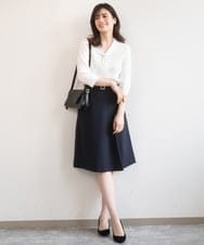 FIHGA30080 OFUON le MK(オフオン　ル　エムケー) [セットアップ対応]ラップ風スカート/洗える グレー