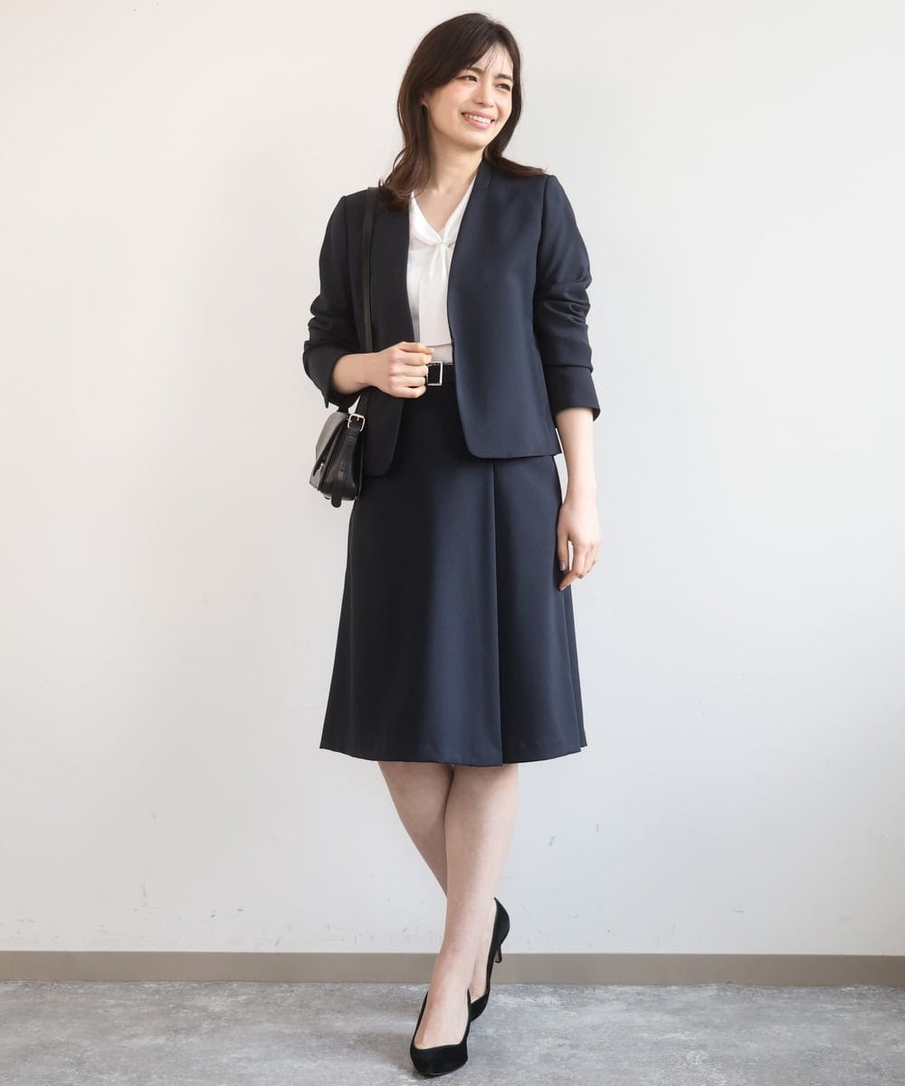 FIHGA30080 OFUON le MK(オフオン　ル　エムケー) [セットアップ対応]ラップ風スカート/洗える グレー