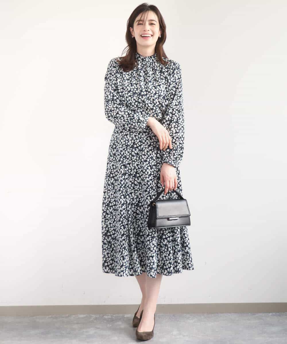 FIHGD13090 OFUON le MK(オフオン　ル　エムケー) レトロフラワープリントスカート/洗える ベージュ