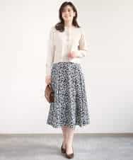 FIHGD13090 OFUON le MK(オフオン　ル　エムケー) レトロフラワープリントスカート/洗える ベージュ