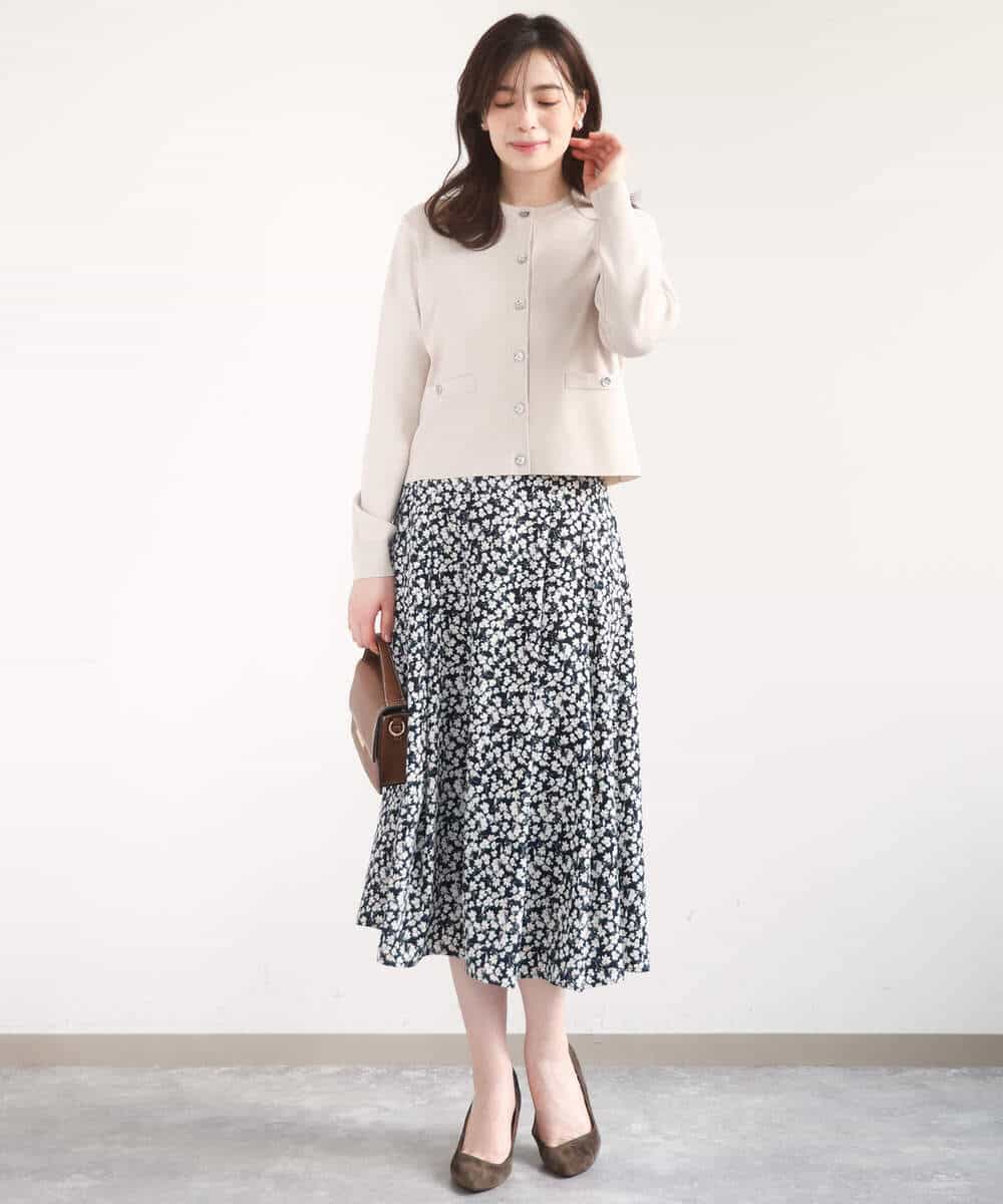 FIHGD13090 OFUON le MK(オフオン　ル　エムケー) レトロフラワープリントスカート/洗える ベージュ