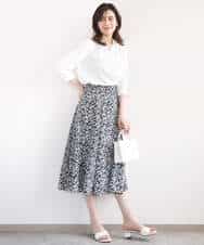 FIHGD13090 OFUON le MK(オフオン　ル　エムケー) レトロフラワープリントスカート/洗える ベージュ