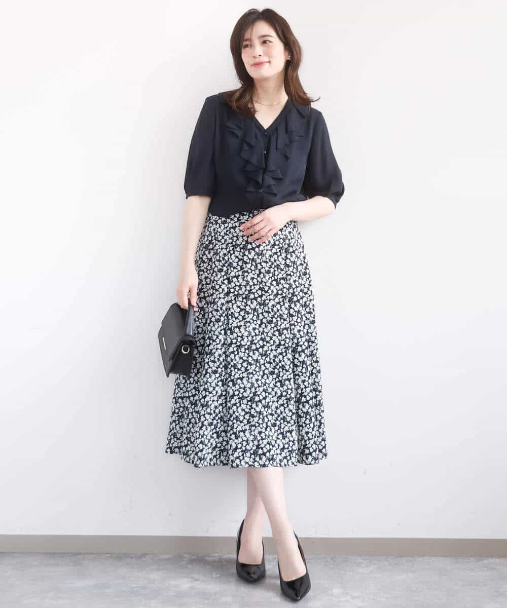 FIHGD13090 OFUON le MK(オフオン　ル　エムケー) レトロフラワープリントスカート/洗える ベージュ