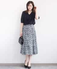 FIHGD13090 OFUON le MK(オフオン　ル　エムケー) レトロフラワープリントスカート/洗える ベージュ