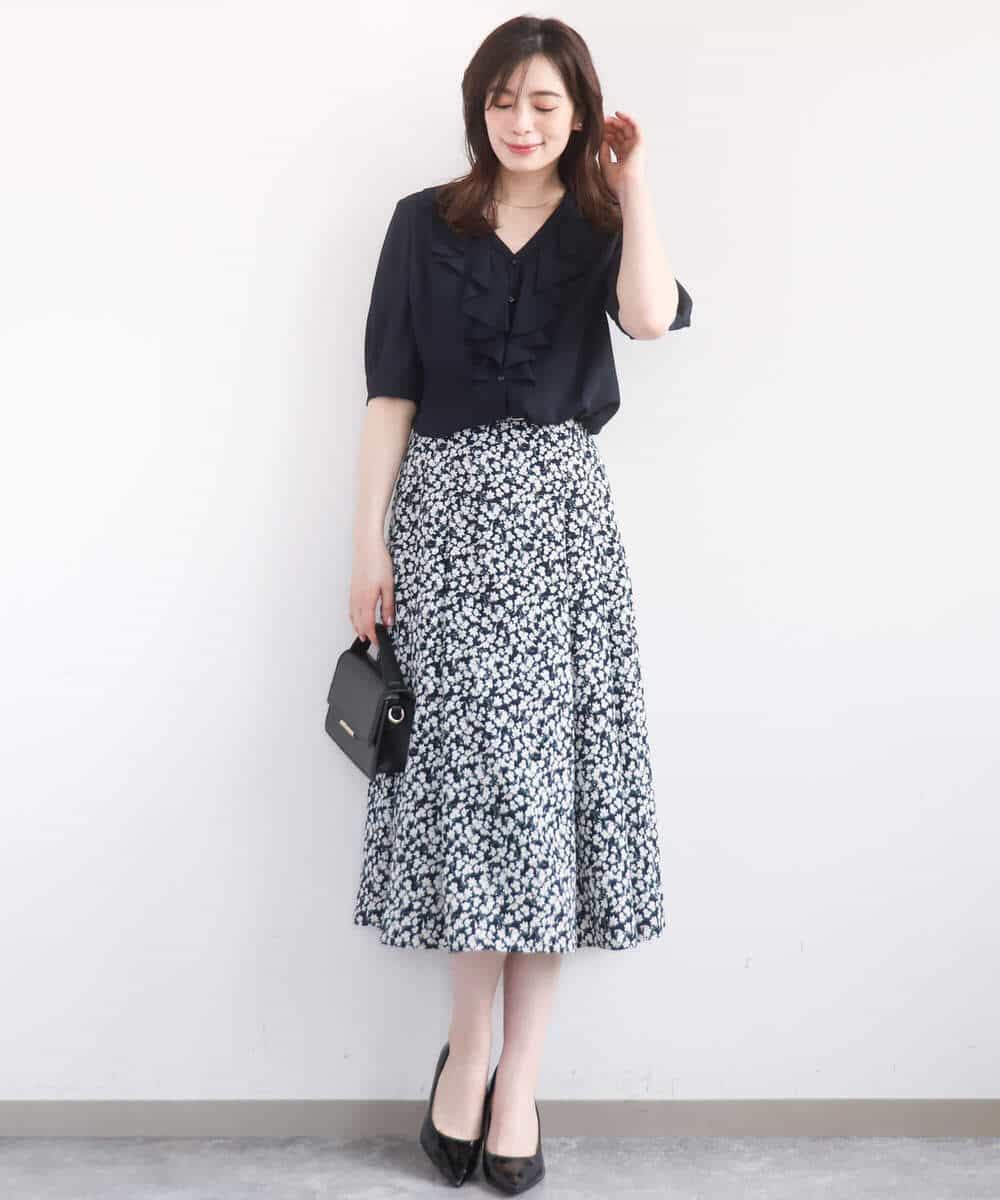 FIHGD13090 OFUON le MK(オフオン　ル　エムケー) レトロフラワープリントスカート/洗える ベージュ